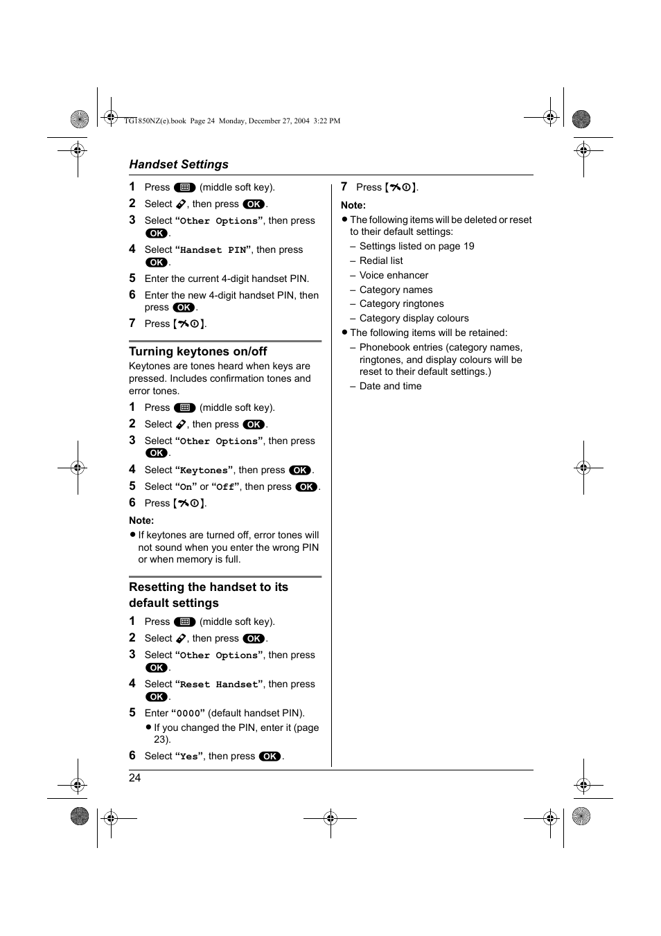 Panasonic KX-TG1850NZ User Manual | Page 24 / 48