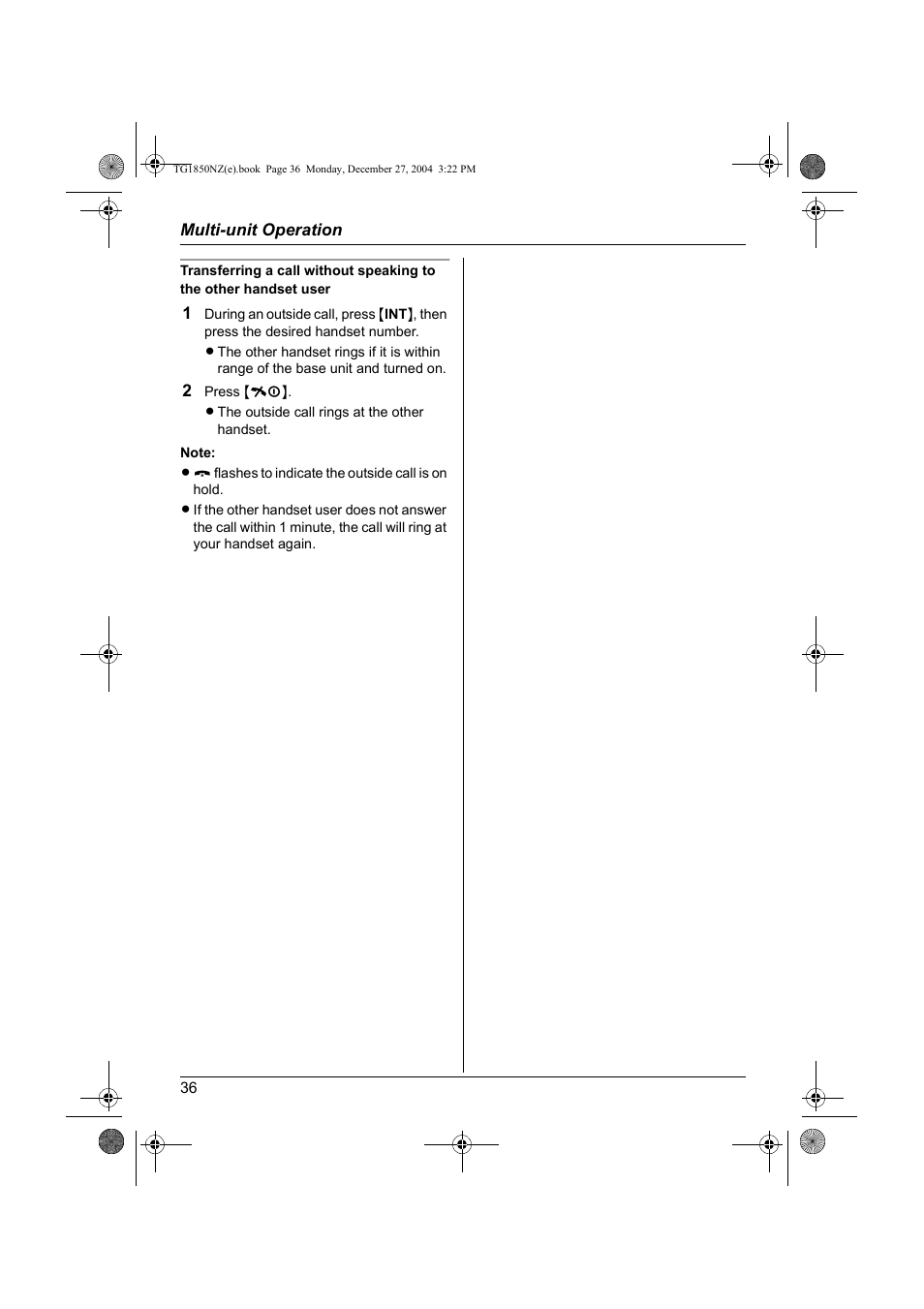 Panasonic KX-TG1850NZ User Manual | Page 36 / 48