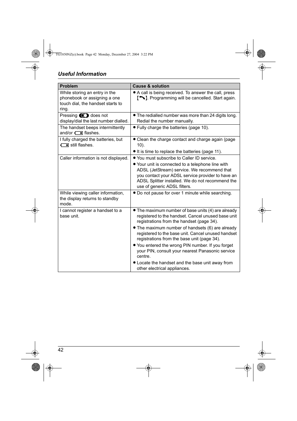 Panasonic KX-TG1850NZ User Manual | Page 42 / 48