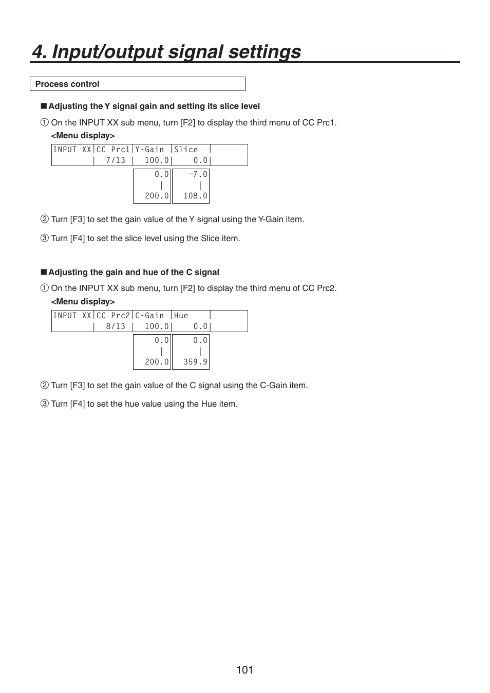 Input/output signal settings | Panasonic AV-HS450N User Manual | Page 101 / 190