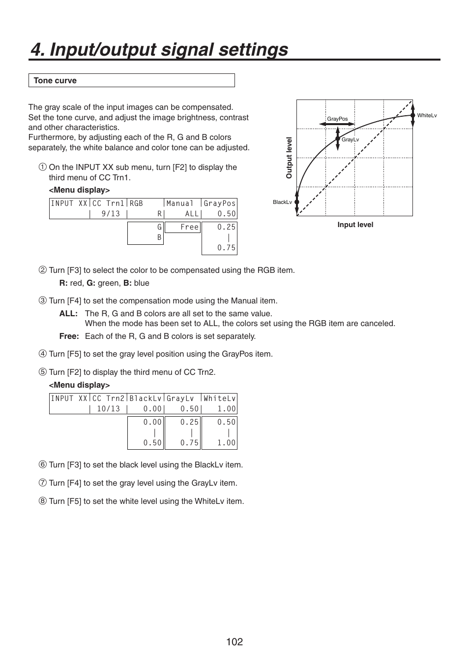 Input/output signal settings | Panasonic AV-HS450N User Manual | Page 102 / 190