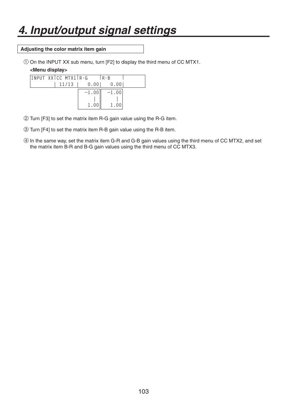 Input/output signal settings | Panasonic AV-HS450N User Manual | Page 103 / 190