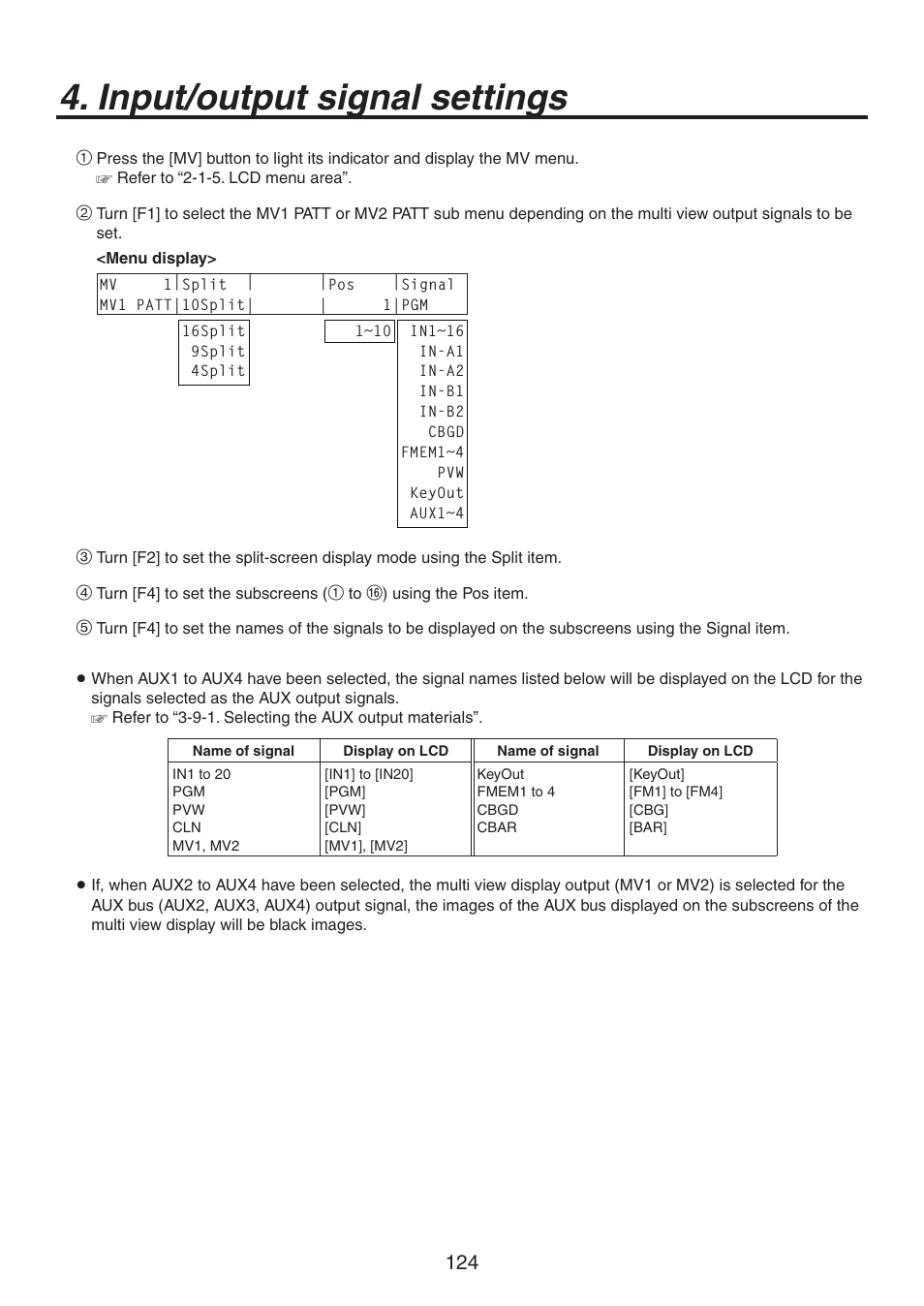 Input/output signal settings | Panasonic AV-HS450N User Manual | Page 124 / 190