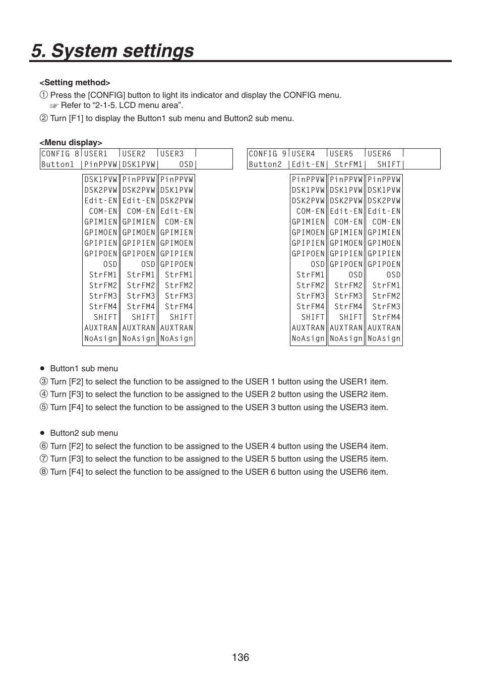 System settings | Panasonic AV-HS450N User Manual | Page 136 / 190