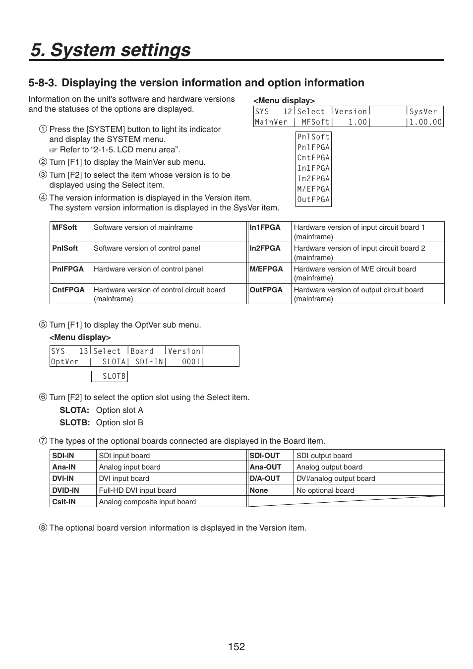 System settings | Panasonic AV-HS450N User Manual | Page 152 / 190