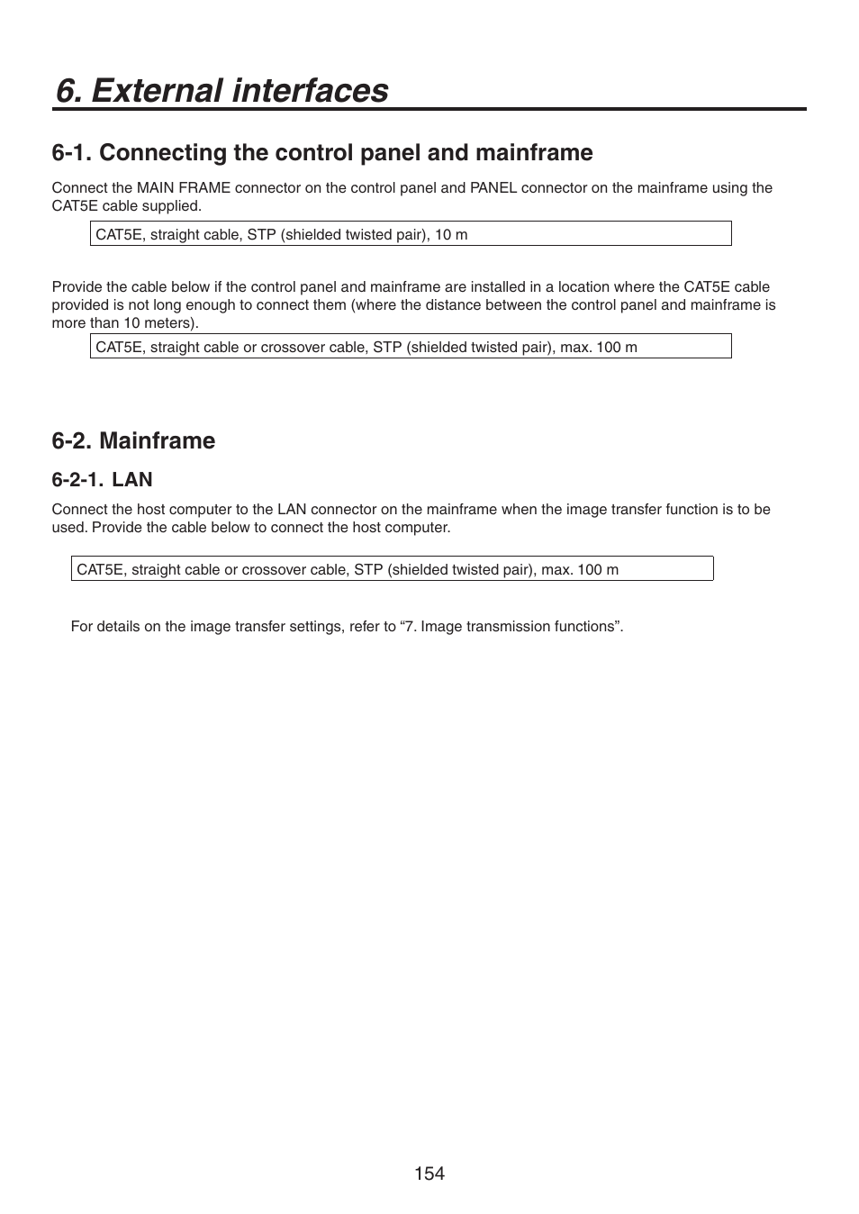 External interfaces, 1. connecting the control panel and mainframe, 2. mainframe | Panasonic AV-HS450N User Manual | Page 154 / 190