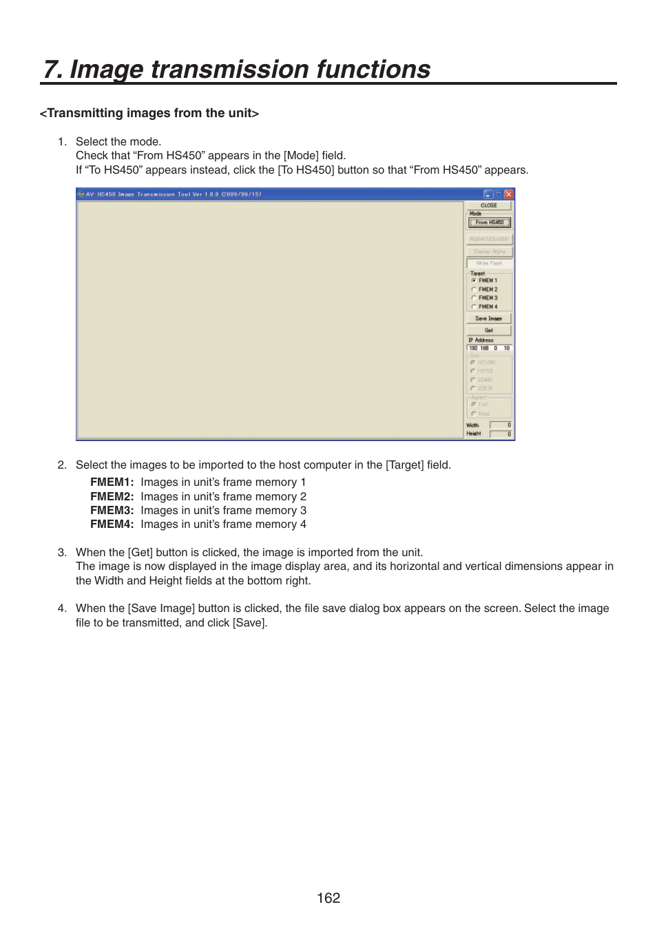 Image transmission functions | Panasonic AV-HS450N User Manual | Page 162 / 190