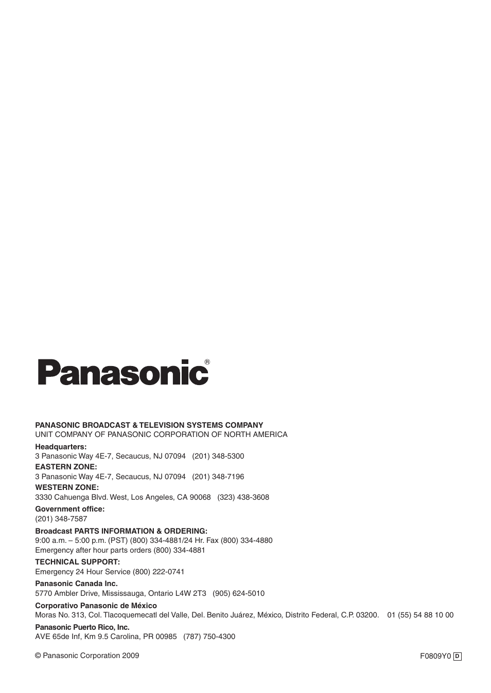 Panasonic AV-HS450N User Manual | Page 190 / 190