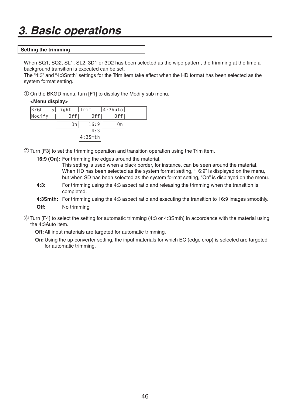 Basic operations | Panasonic AV-HS450N User Manual | Page 46 / 190