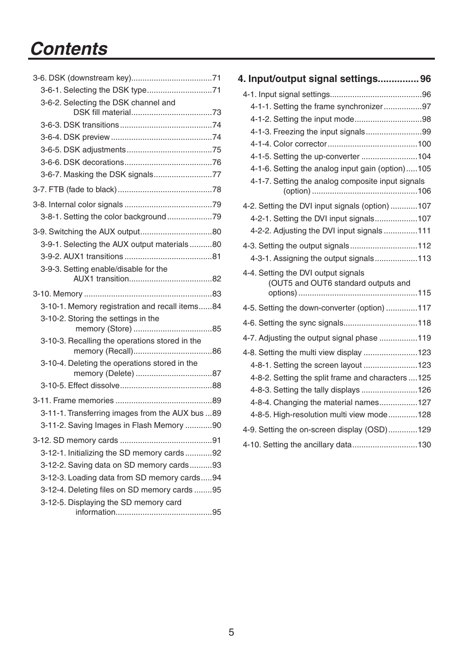 Panasonic AV-HS450N User Manual | Page 5 / 190