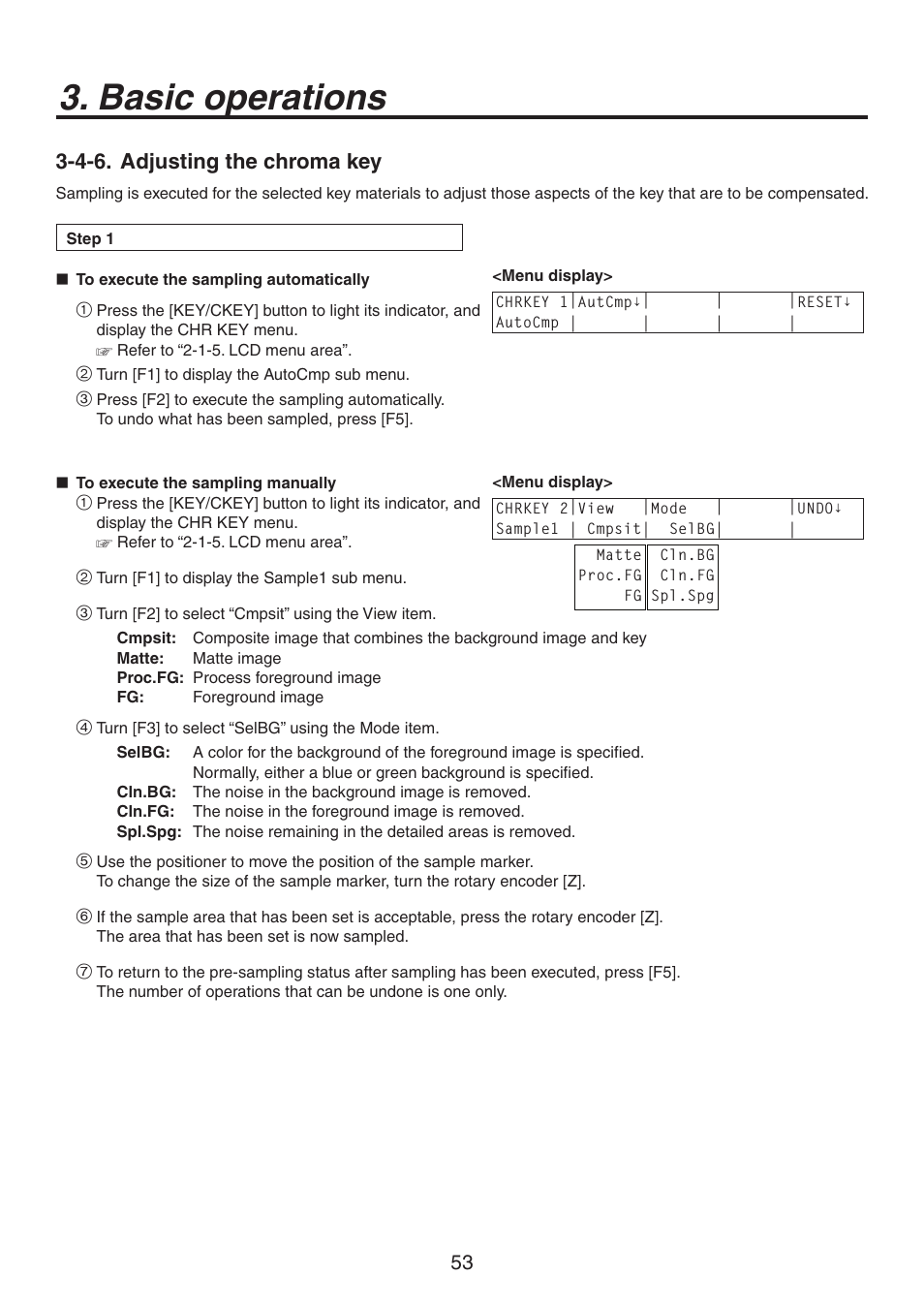 Basic operations, 4-6. adjusting the chroma key | Panasonic AV-HS450N User Manual | Page 53 / 190