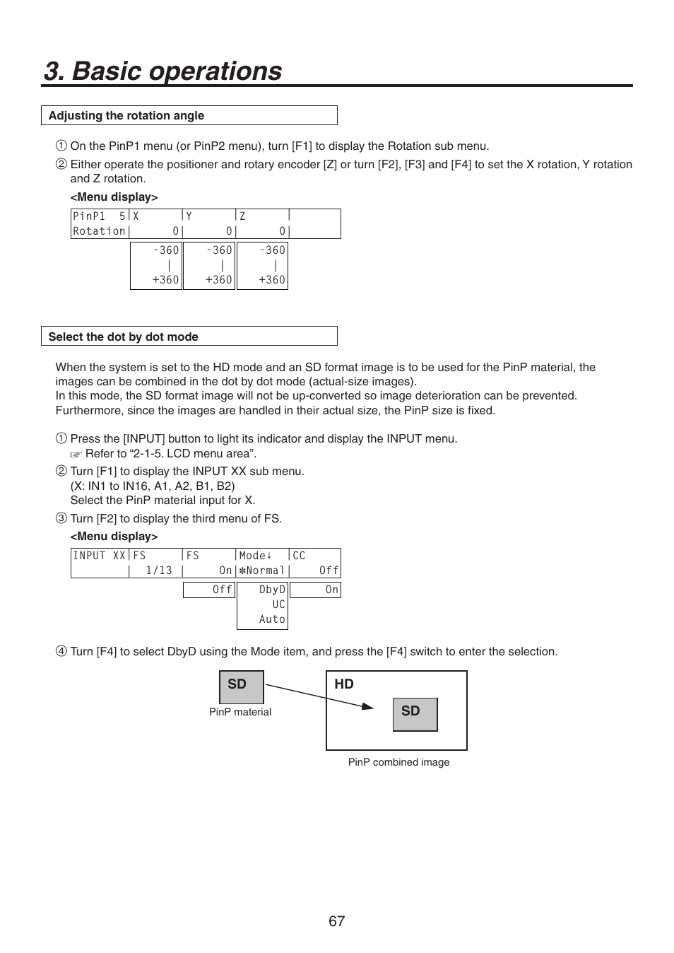 Basic operations | Panasonic AV-HS450N User Manual | Page 67 / 190