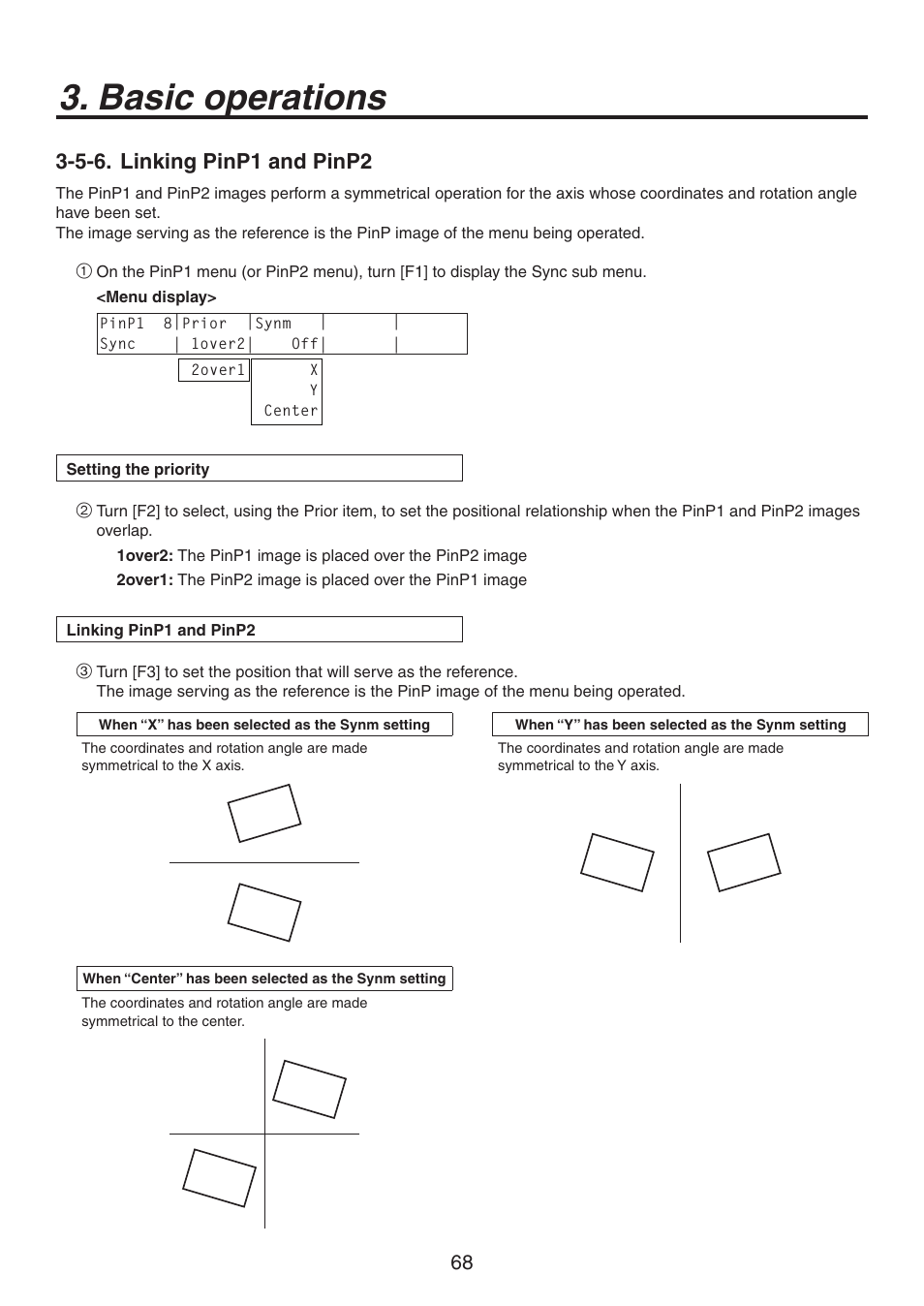 Basic operations, 5-6. linking pinp1 and pinp2 | Panasonic AV-HS450N User Manual | Page 68 / 190