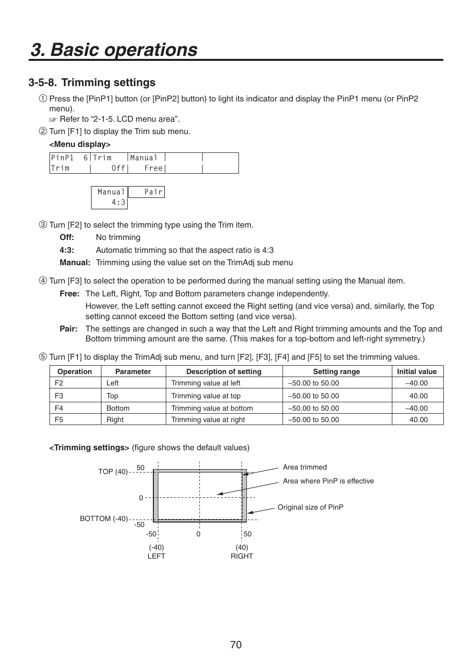 Basic operations, 5-8. trimming settings | Panasonic AV-HS450N User Manual | Page 70 / 190