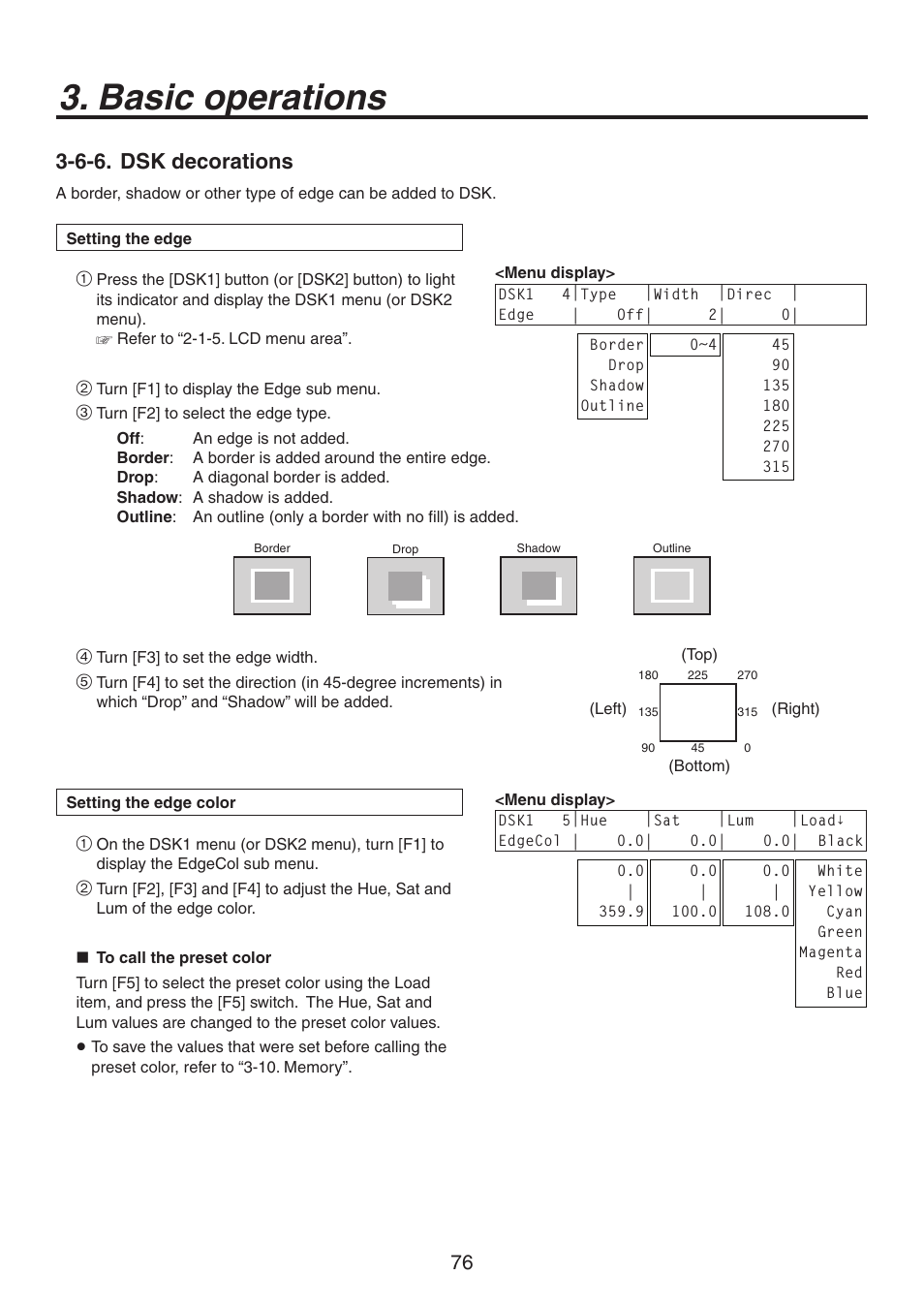 Basic operations, 6-6. dsk decorations | Panasonic AV-HS450N User Manual | Page 76 / 190