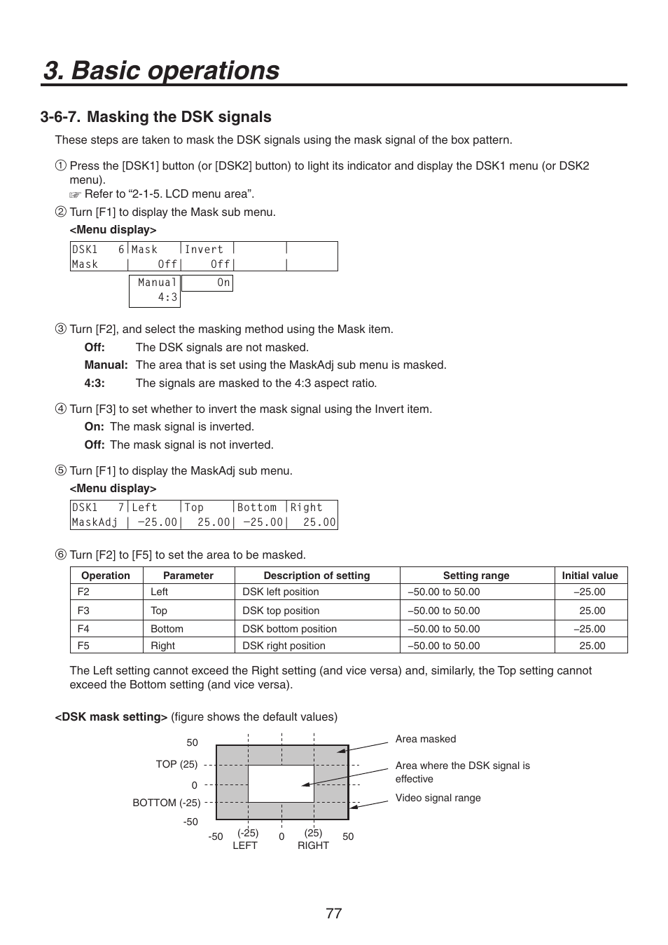 Basic operations, 6-7. masking the dsk signals | Panasonic AV-HS450N User Manual | Page 77 / 190