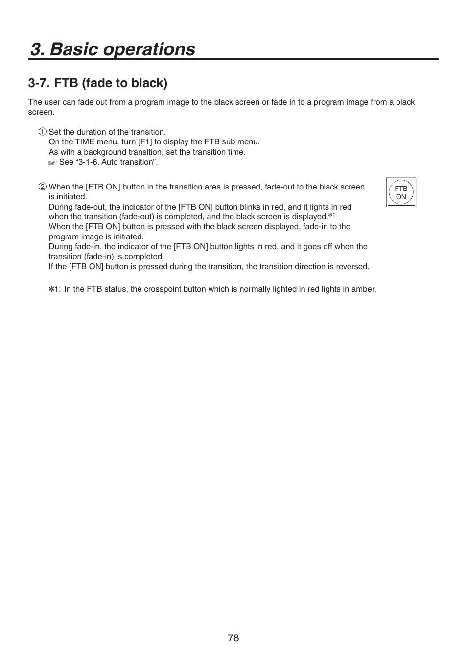 Basic operations, 7. ftb (fade to black) | Panasonic AV-HS450N User Manual | Page 78 / 190