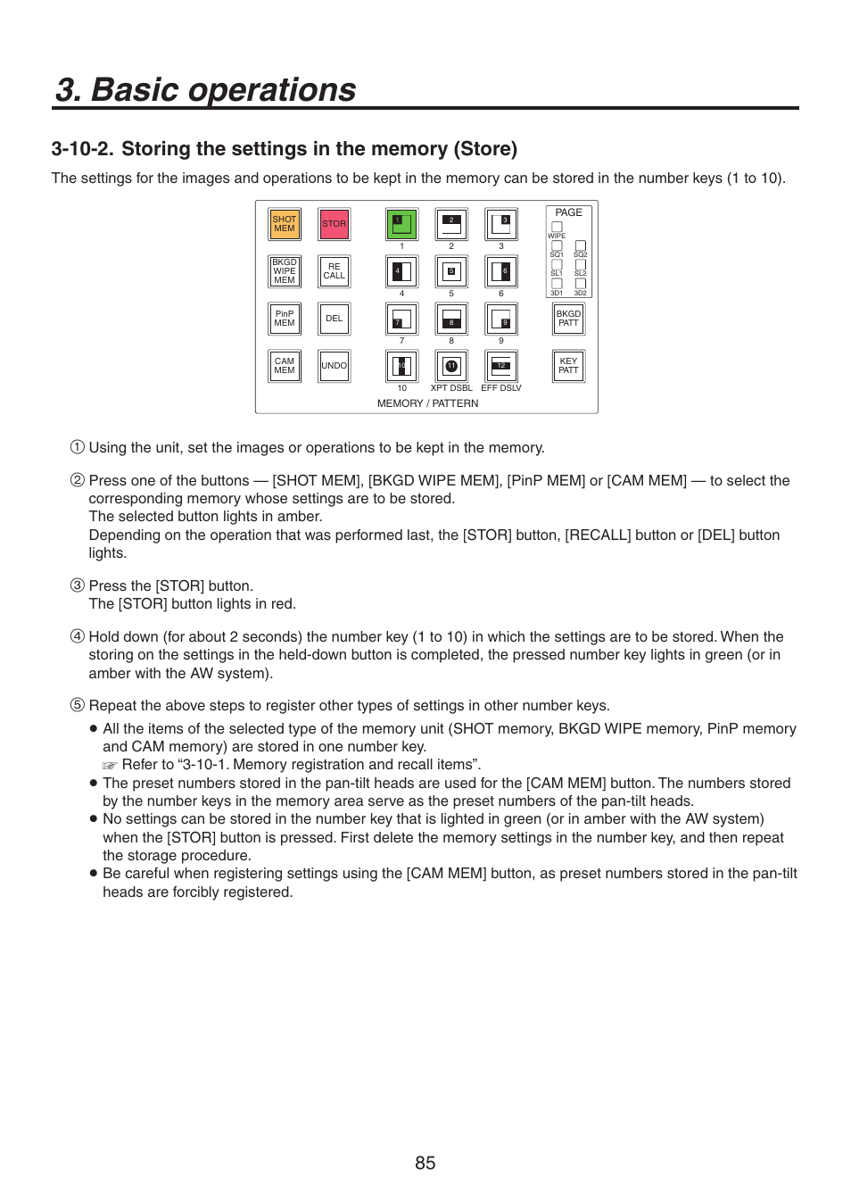 Basic operations | Panasonic AV-HS450N User Manual | Page 85 / 190