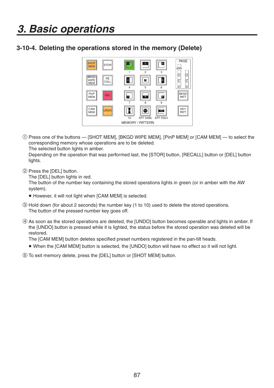 Basic operations | Panasonic AV-HS450N User Manual | Page 87 / 190