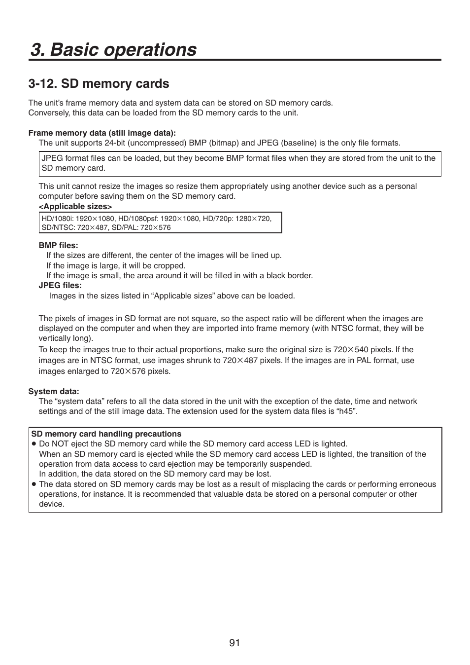 Basic operations | Panasonic AV-HS450N User Manual | Page 91 / 190