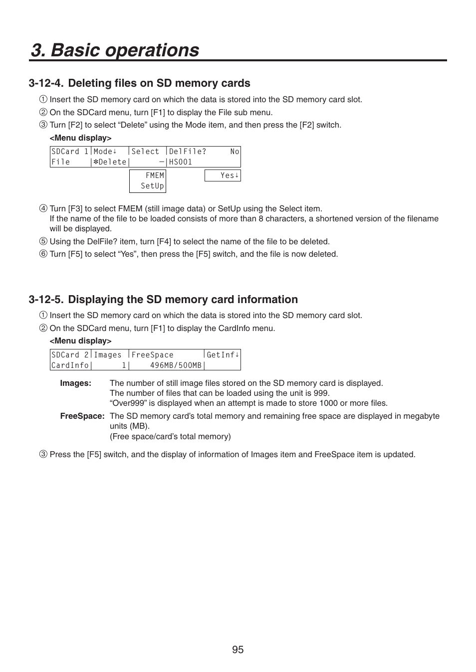 Basic operations | Panasonic AV-HS450N User Manual | Page 95 / 190