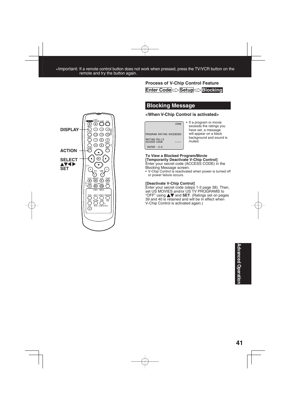 Blocking message | Panasonic PV DM2093 User Manual | Page 41 / 76
