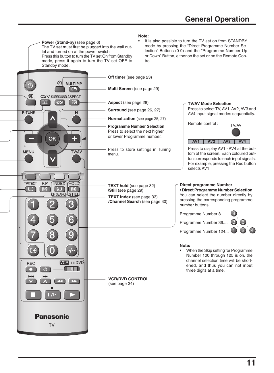 General operation | Panasonic TX-47P950A User Manual | Page 11 / 39