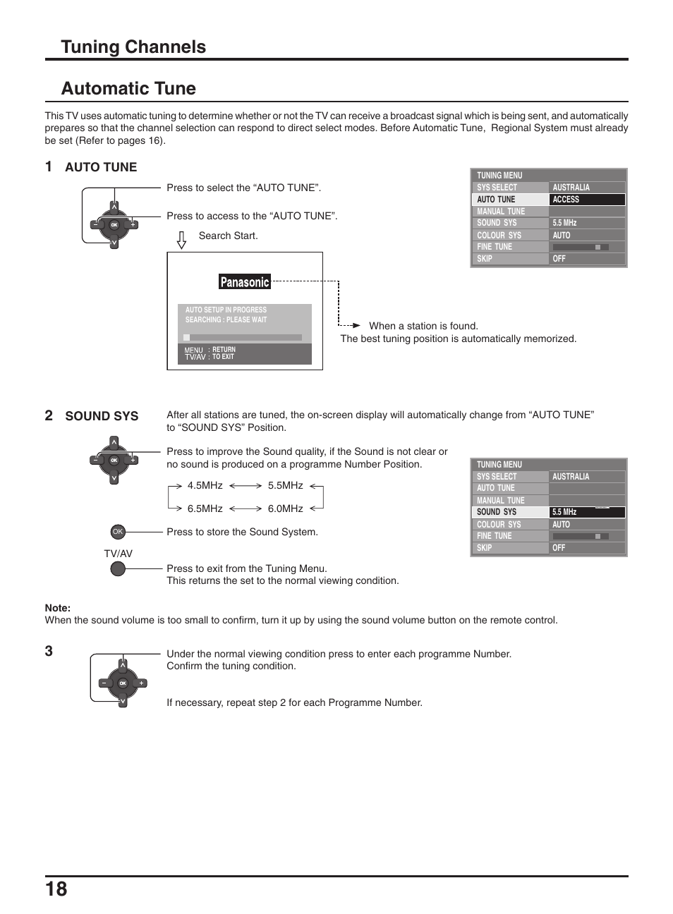 Tuning channels automatic tune | Panasonic TX-47P950A User Manual | Page 18 / 39