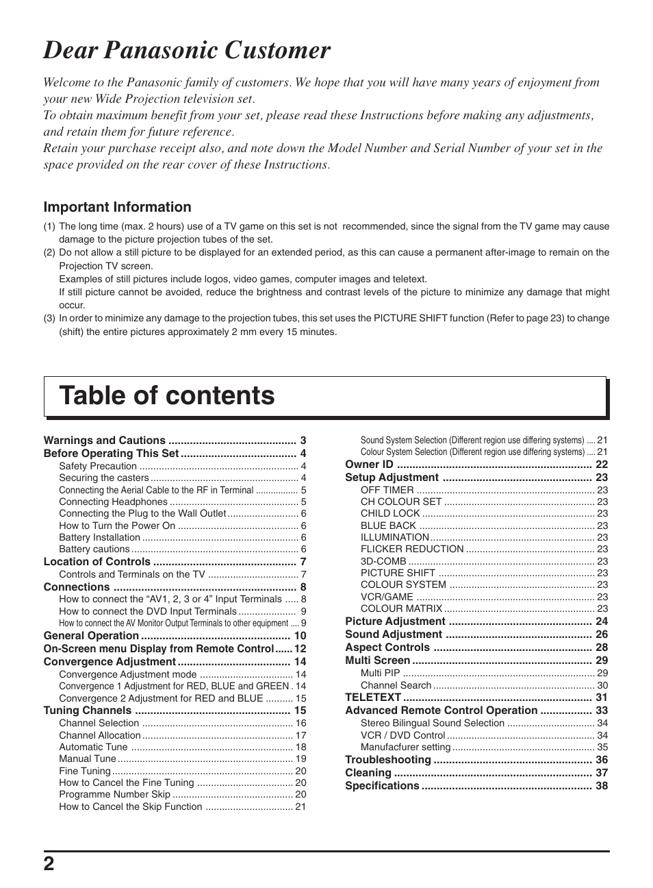 Panasonic TX-47P950A User Manual | Page 2 / 39