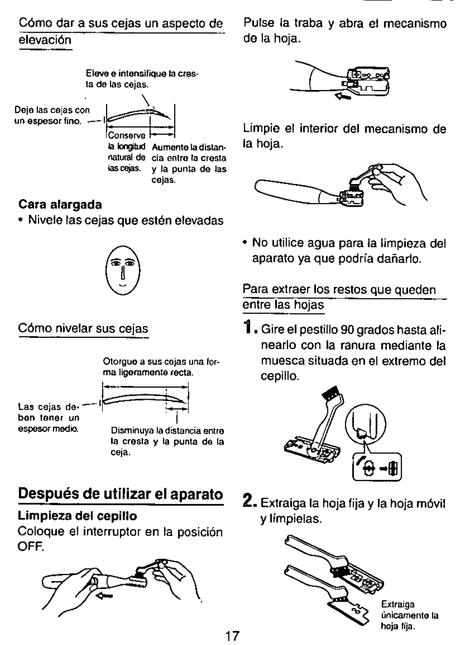 Después de utilizar el aparato | Panasonic ES113 User Manual | Page 18 / 20