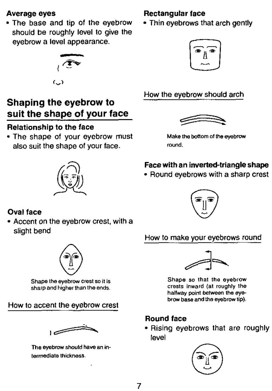 Shaping the eyebrow to suit the shape of your face | Panasonic ES113 User Manual | Page 8 / 20