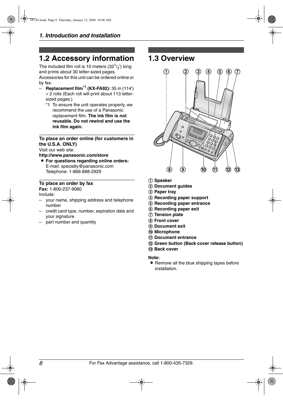 2 accessory information, Finding the controls, 3 overview | Accessory information, Overview, 2 accessory information, 3 overview | Panasonic KX-FP145 User Manual | Page 10 / 86