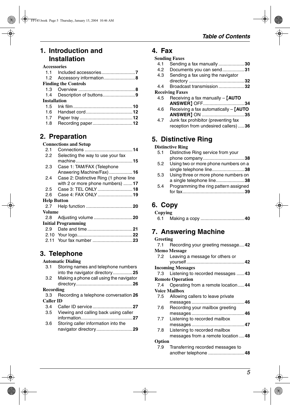 Panasonic KX-FP145 User Manual | Page 7 / 86