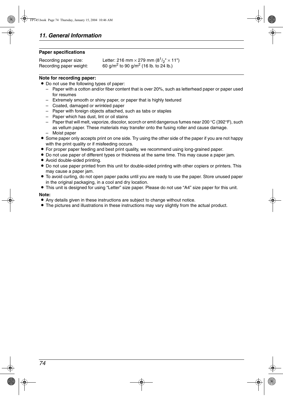 General information 74 | Panasonic KX-FP145 User Manual | Page 76 / 86