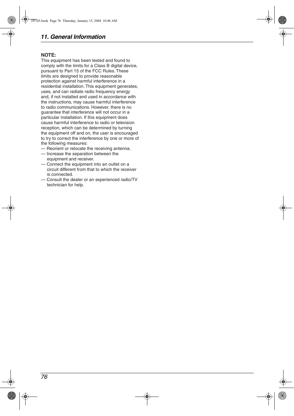 General information 76 | Panasonic KX-FP145 User Manual | Page 78 / 86