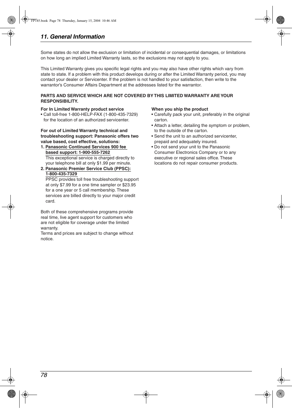 General information 78 | Panasonic KX-FP145 User Manual | Page 80 / 86