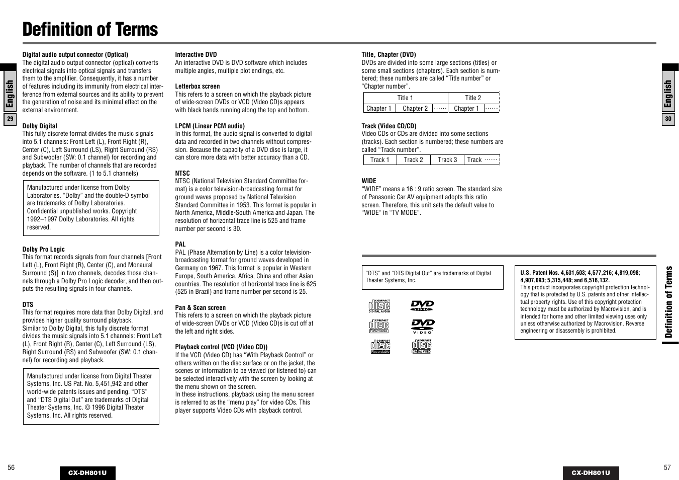 Definition of terms | Panasonic CX-DH801U User Manual | Page 29 / 36