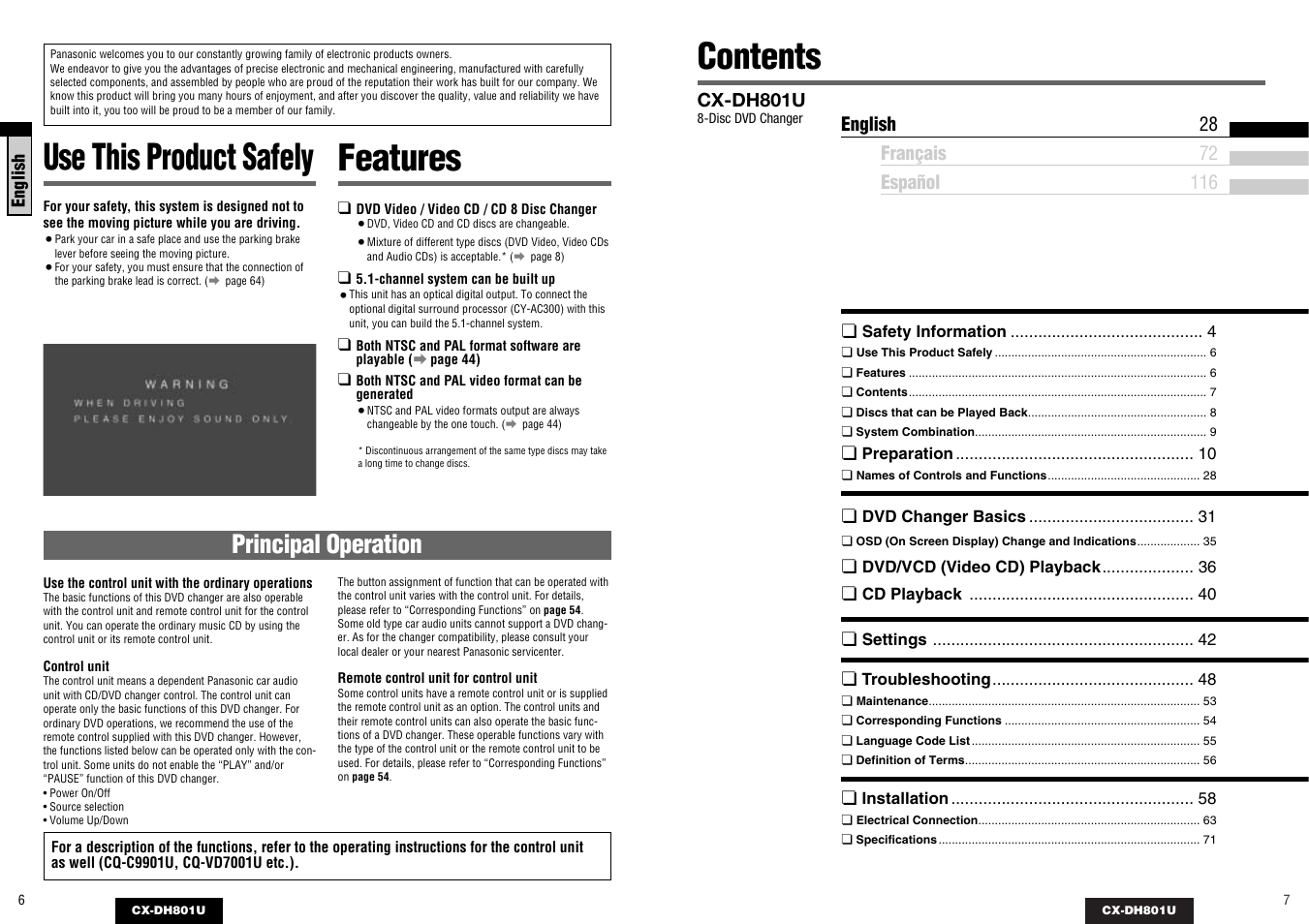 Panasonic CX-DH801U User Manual | Page 4 / 36