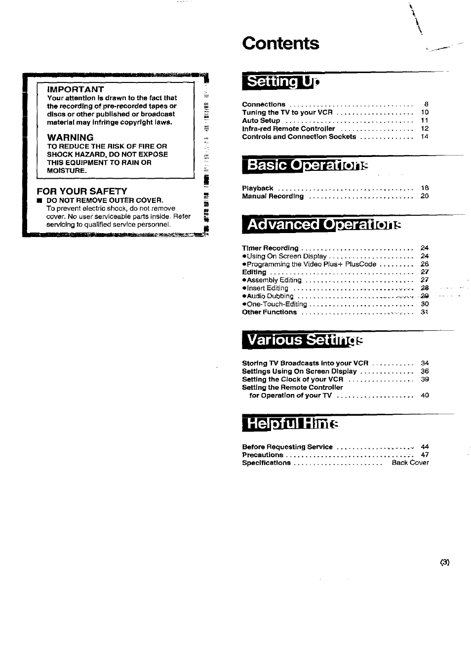 Panasonic NV-SD450B User Manual | Page 3 / 48
