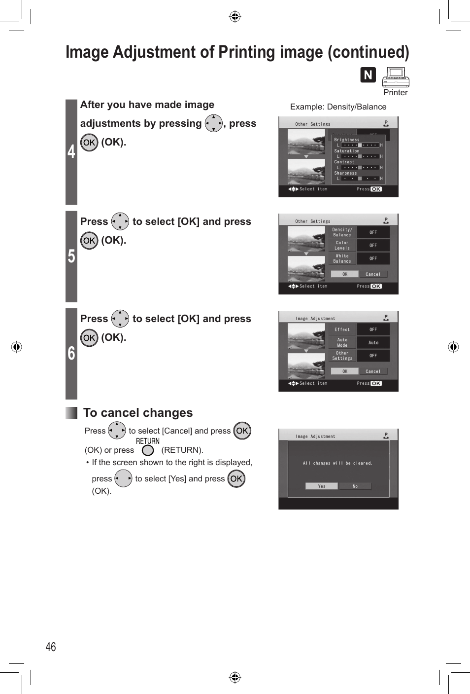 Image adjustment of printing image (continued) | Panasonic KX-PX20M User Manual | Page 46 / 112