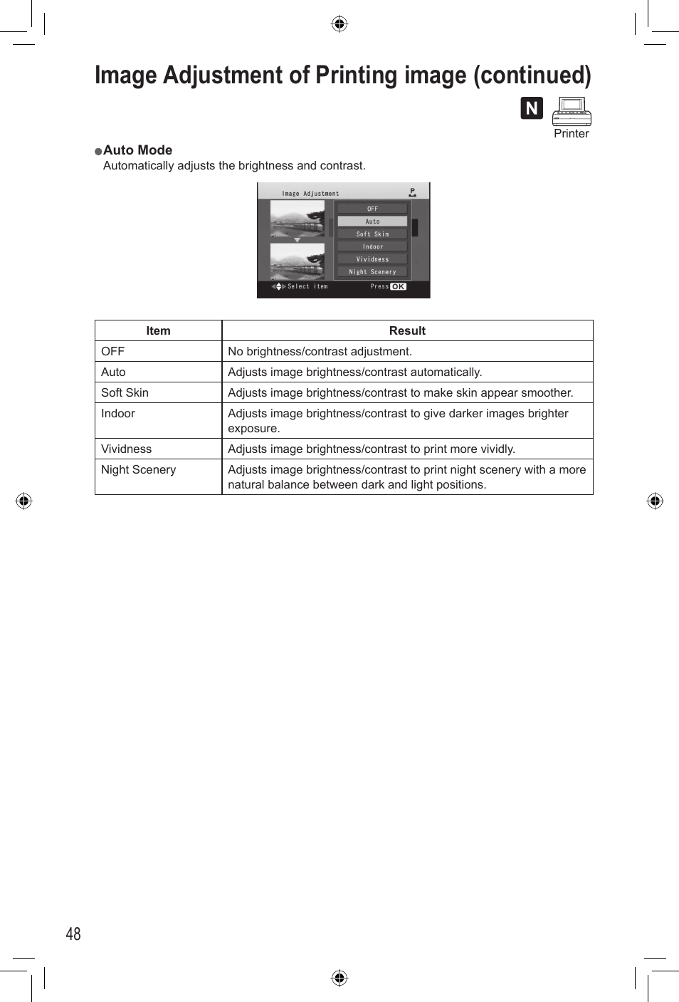 Image adjustment of printing image (continued) | Panasonic KX-PX20M User Manual | Page 48 / 112