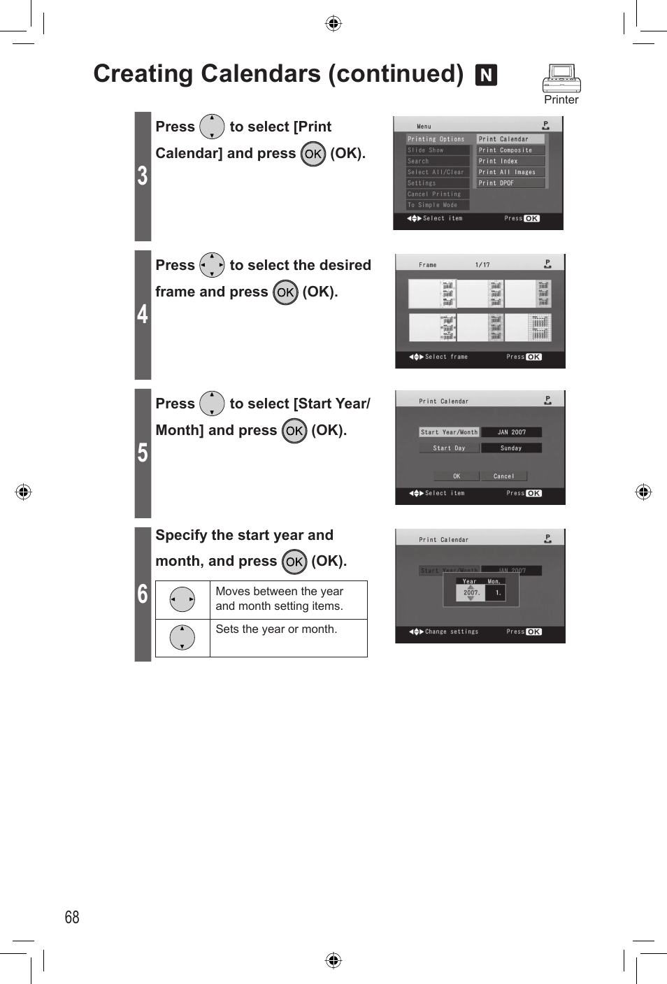 Creating calendars (continued) | Panasonic KX-PX20M User Manual | Page 68 / 112