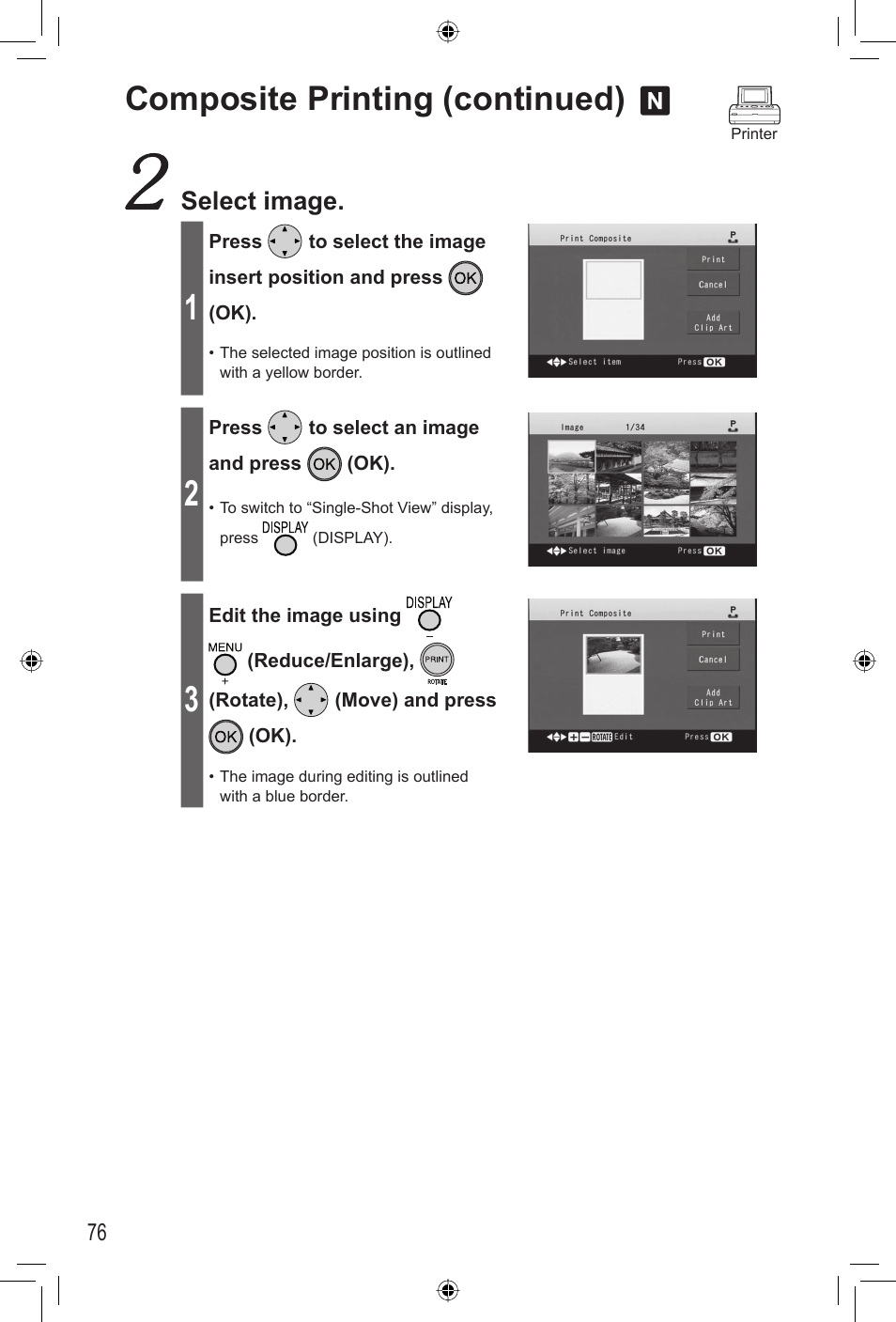 Composite printing (continued), Select image | Panasonic KX-PX20M User Manual | Page 76 / 112