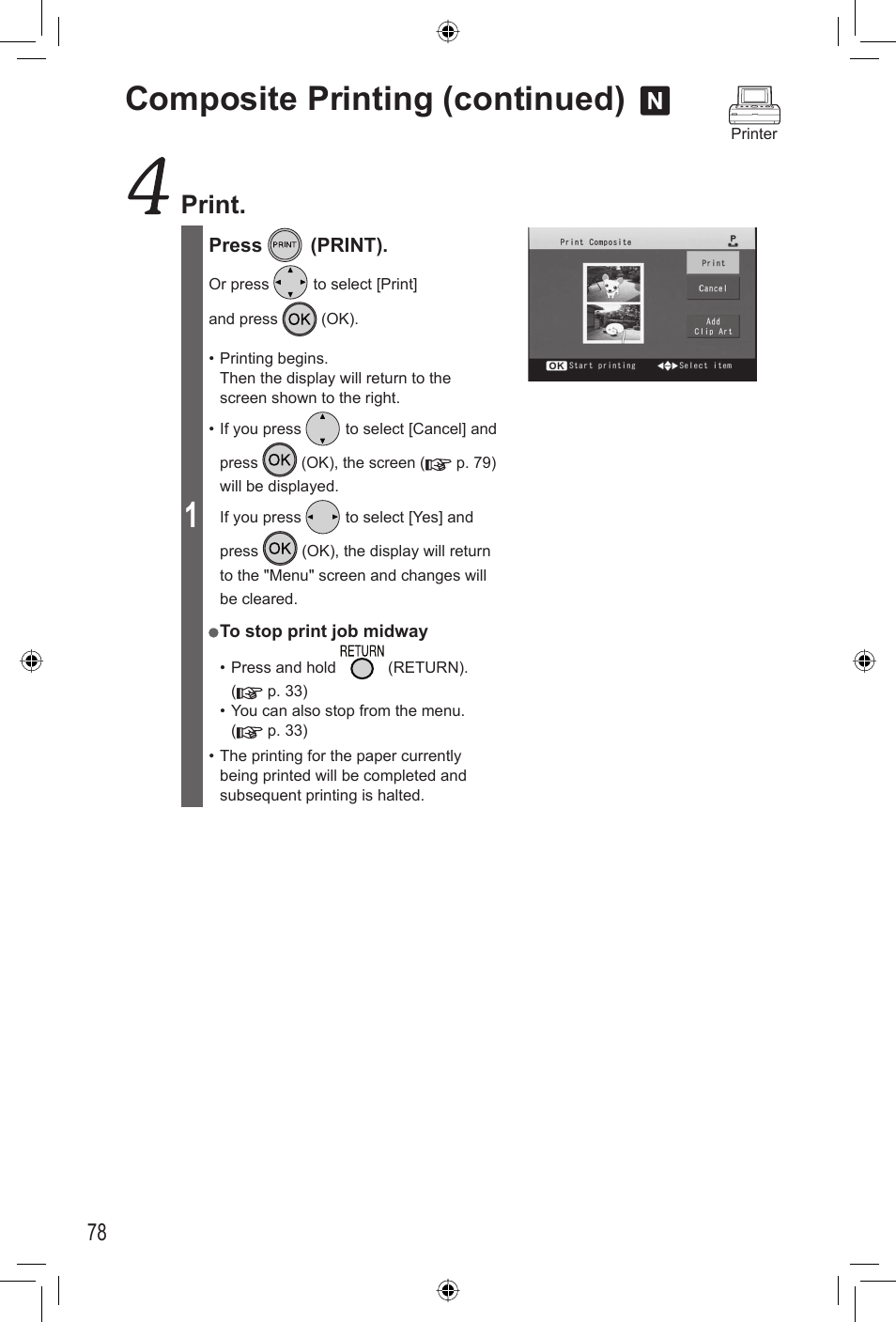 Composite printing (continued), Print | Panasonic KX-PX20M User Manual | Page 78 / 112