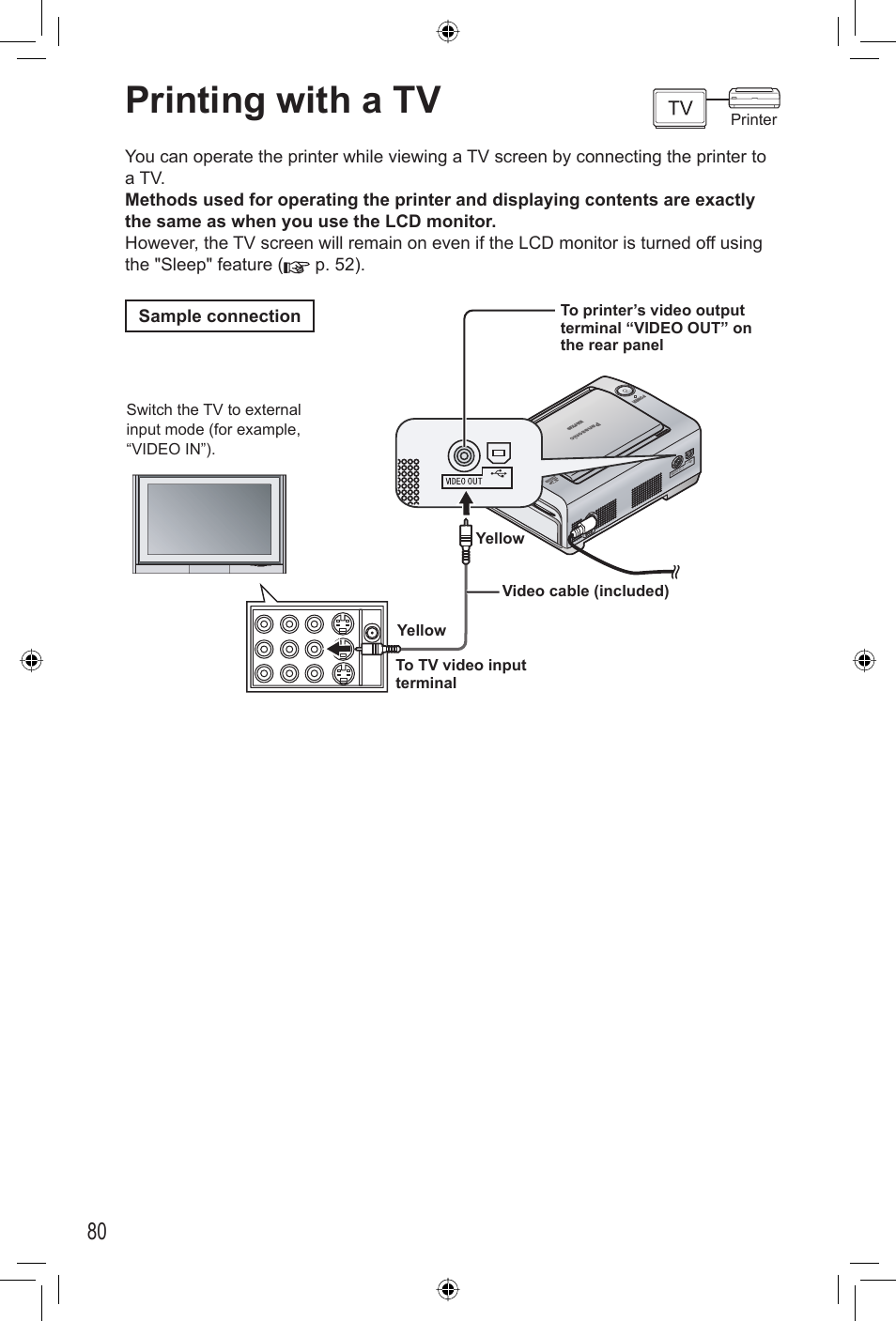 Printing with a tv | Panasonic KX-PX20M User Manual | Page 80 / 112