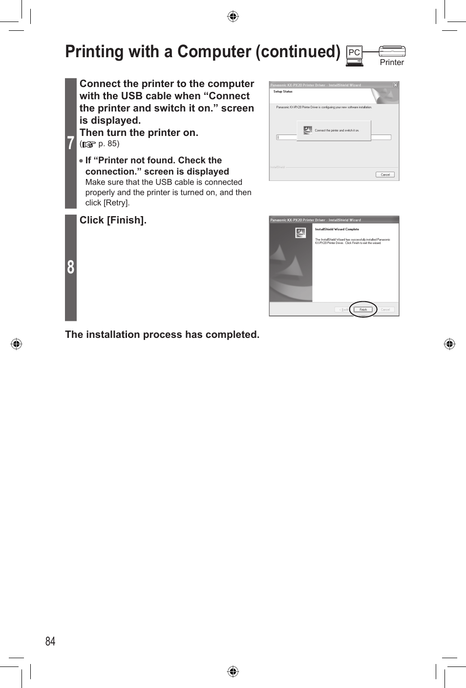 Printing with a computer (continued) | Panasonic KX-PX20M User Manual | Page 84 / 112