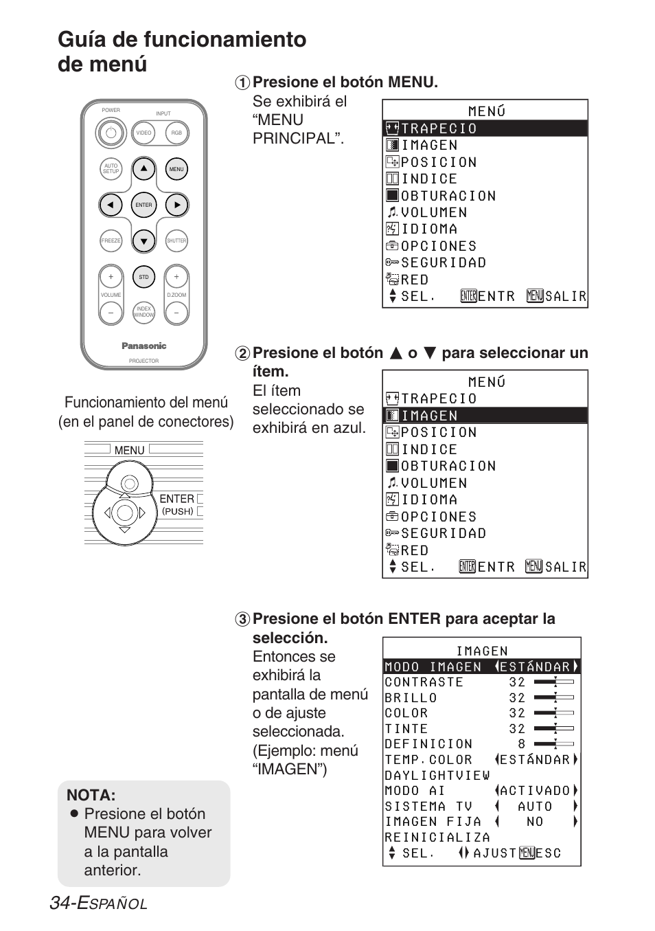 Guía de funcionamiento de menú | Panasonic LB20NTU User Manual | Page 110 / 144