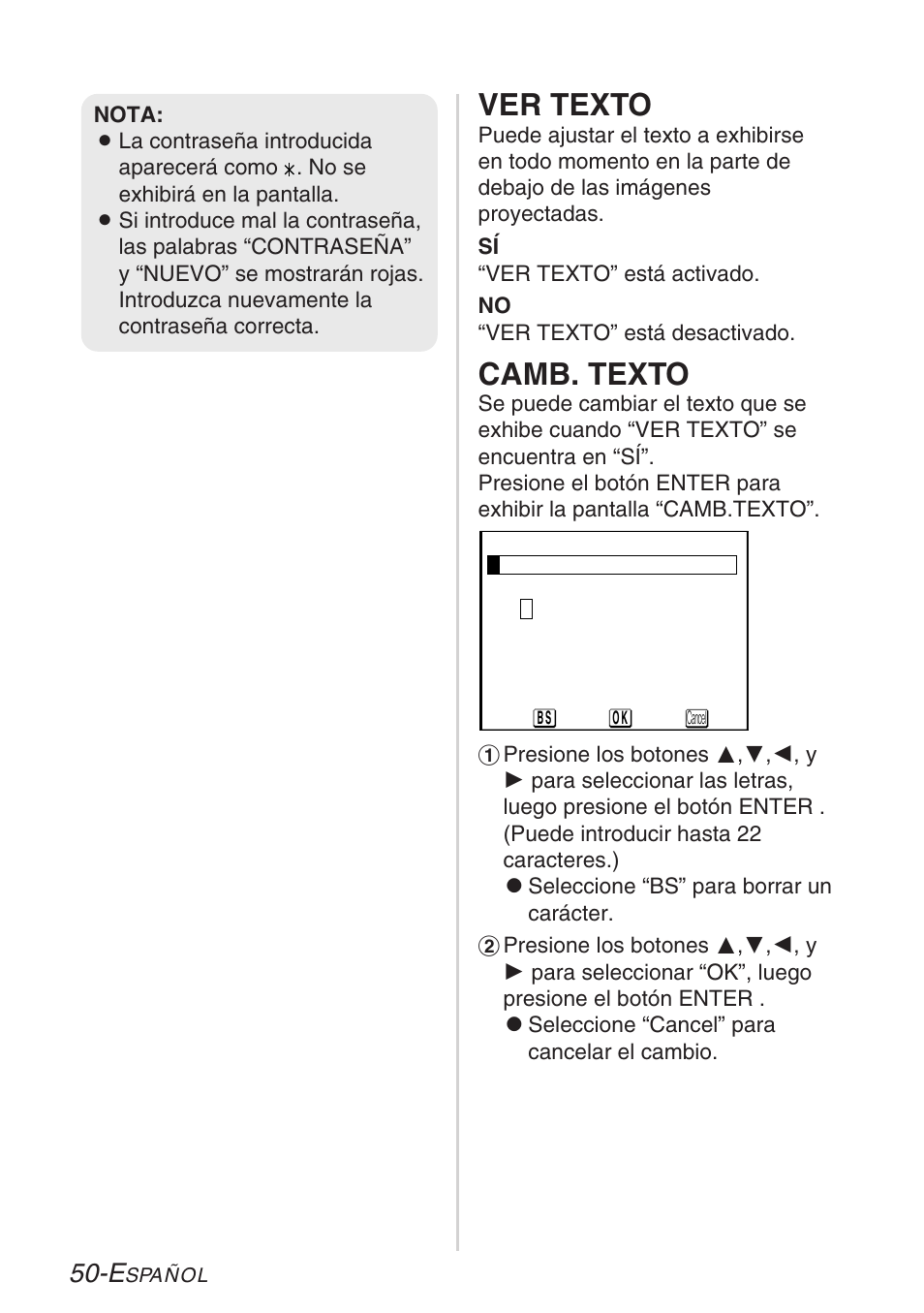 Ver texto, Camb. texto | Panasonic LB20NTU User Manual | Page 126 / 144