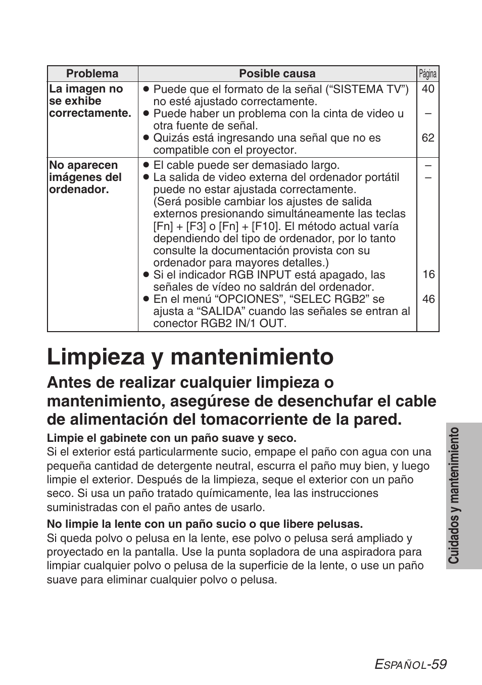 Limpieza y mantenimiento | Panasonic LB20NTU User Manual | Page 135 / 144