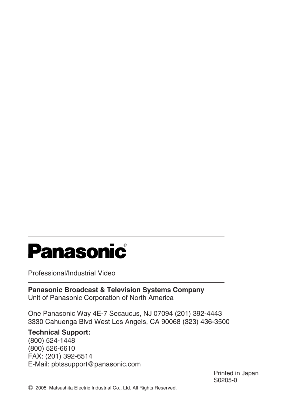 Panasonic LB20NTU User Manual | Page 144 / 144